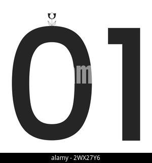 Binary code black and white 2D line cartoon object Stock Vector