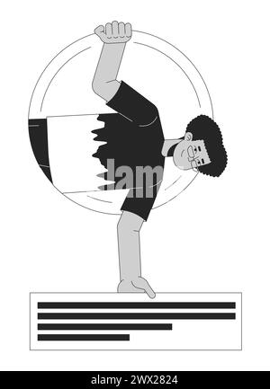 Software developer coding black and white 2D line cartoon character Stock Vector