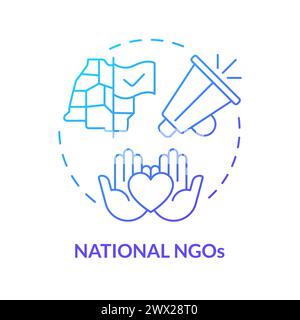 National NGOs blue gradient concept icon Stock Vector