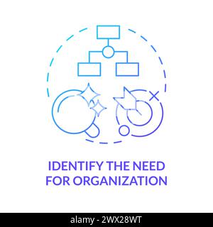 Identify need for NGO blue gradient concept icon Stock Vector