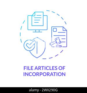 File articles of incorporation blue gradient concept icon Stock Vector