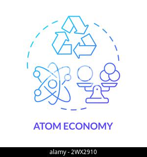 Atom economy blue gradient concept icon Stock Vector
