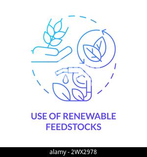 Renewable feedstocks use blue gradient concept icon Stock Vector