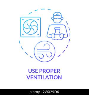 Proper ventilation use blue gradient concept icon Stock Vector