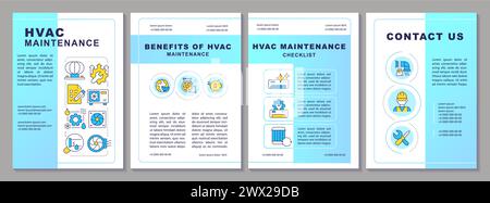 HVAC maintenance blue gradient brochure template Stock Vector