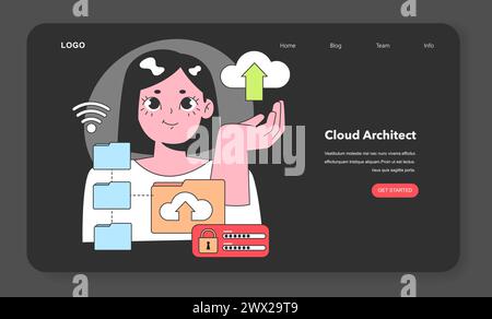 A Cloud Architect elevates data into the stratosphere, crafting secure and scalable cloud solutions that power modern enterprises. Stock Vector