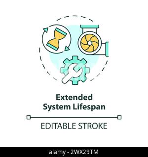 Extended system lifespan multi color concept icon Stock Vector