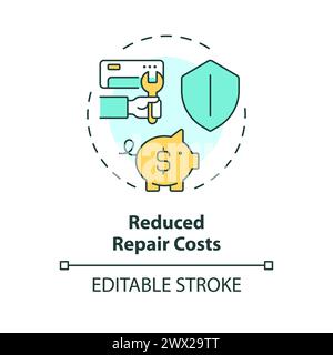 Reduced repair costs multi color concept icon Stock Vector