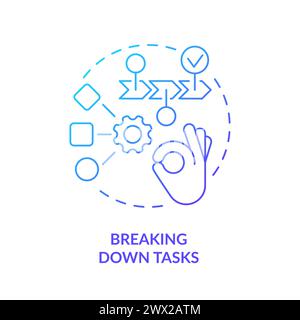 Breaking down tasks blue gradient concept icon Stock Vector