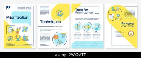 Prioritization techniques green circle brochure template Stock Vector