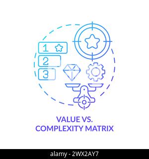 Value vs complexity blue gradient concept icon Stock Vector