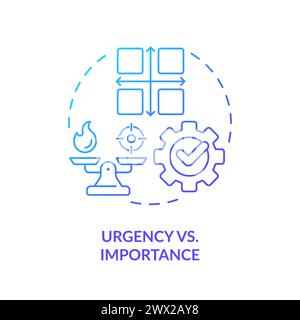 Urgency vs importance blue gradient concept icon Stock Vector