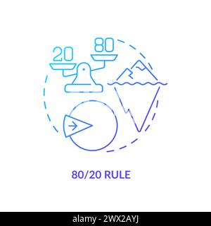 80 20 rule blue gradient concept icon Stock Vector