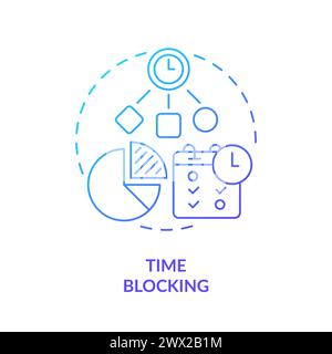 Time blocking blue gradient concept icon Stock Vector