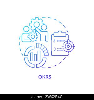 OKRs method blue gradient concept icon Stock Vector