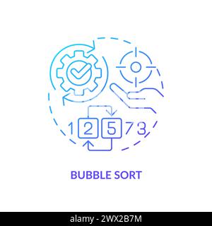 Bubble sort method blue gradient concept icon Stock Vector