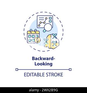 Backward-looking multi color concept icon Stock Vector