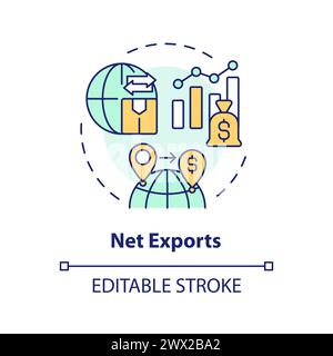 Net exports multi color concept icon Stock Vector