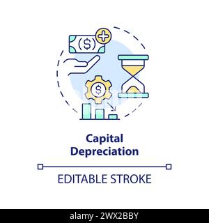 Capital depreciation multi color concept icon Stock Vector