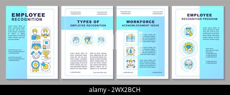 Employee recognition blue gradient brochure template Stock Vector