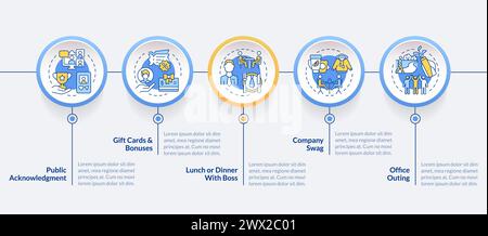 Employee recognition ideas blue circle infographic template Stock Vector