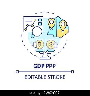 Gdp ppp multi color concept icon Stock Vector