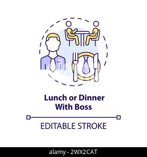 Lunch or dinner with boss multi color concept icon Stock Vector