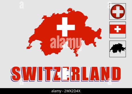 Switzerland flag and map in a vector graphic Stock Vector