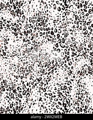 Leopard print. Vector seamless pattern. Animal skin background with black and brown spots on beige backdrop. Abstract exotic safari texture. Jaguar, l Stock Vector