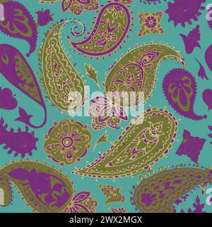 traditional paisley floral pattern , textile Stock Vector