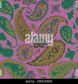 traditional paisley floral pattern , textile Stock Vector