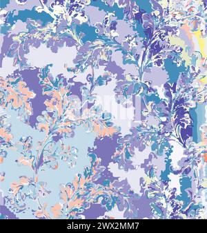 Two-color vector floral pattern. Design for wallpaper, wrapping paper, background, fabric. Vector seamless pattern with decorative climbing flowers. Stock Vector