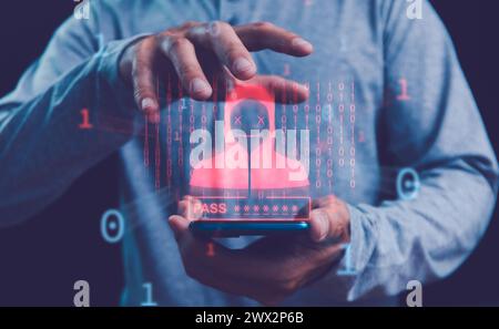 System hacked alert after cyberattack network. Cybersecurity alert: Protect against cyberattacks, viruses, and hackers. Safeguard passwords, stay vigi Stock Photo