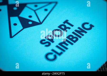 Sport climbing pictogram for paris 2024 summer olympics. Official icon of sport at olympics game in Paris 24 Stock Photo