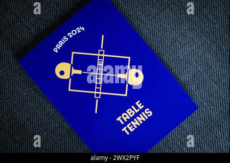 Table tennis pictogram for paris 2024 summer olympics. Official icon of sport at olympics game in Paris 24 Stock Photo