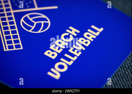 Beach volleyball pictogram for paris 2024 summer olympics. Official icon of sport at olympics game in Paris 24 Stock Photo