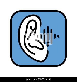Hearing Aid with Sound Wave. Simple sign isolated on white background ...