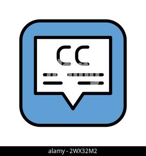 Closed captioning color line icon. Web accessibility. Vector isolated element. Editable stroke. Stock Vector