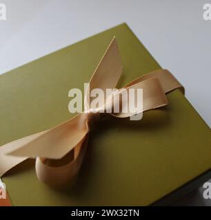 Closeup view of gift box in a simple business style isolated on white Stock Photo