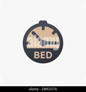 Sleeping time bed time icon. Healthy sleep and resting clock icon. Stock vector illustration isolated Stock Vector