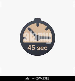 45 second timer clock. 45 sec stopwatch icon countdown time digital ...