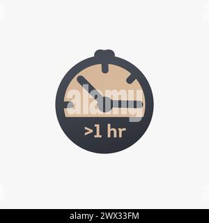 More then one hour left. Extra hour, extra time icon. Stock vector illustration isolated Stock Vector