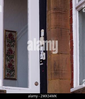 A group of door bell pushes on flats in Scarborough Stock Photo