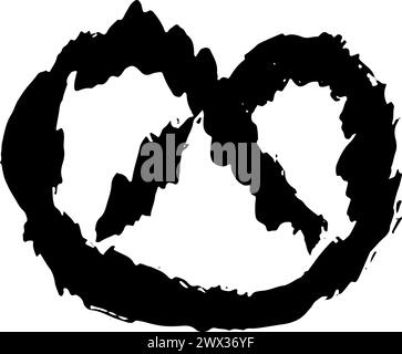 Grunge Dry Brush Ink Pretzel Icon Stock Vector