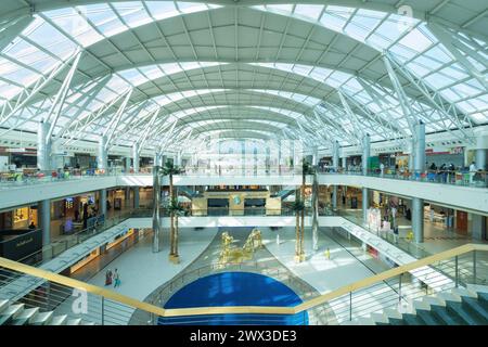 Inside of The Jeddah Airport Hajj Terminal at night in Jeddah, Saudi Arabia Stock Photo