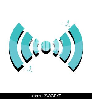 Wifi internet icon in comic style, Wifi router icon cartoon vector, network cartoon wireless technology vector cartoon illustration pictogram. Stock Vector