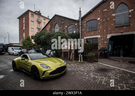 Milano, Italia. 27th Mar, 2024. Anteprima della Nuova Aston Martin VantageMilano, Italia - Cronaca Mercoledì, 27 Marzo, 2024. (Foto di Marco Ottico/Lapresse) Preview of the New Aston Martin Vantage Milan, Italy - News Wednesday, 27 March, 2024. (Photo by Marco Ottico/Lapresse) Credit: LaPresse/Alamy Live News Stock Photo