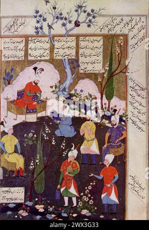This artwork depicts the legendary Persian hero Rustam slaying the ...