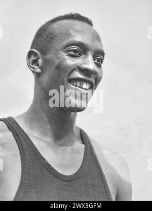 JESSE OWENS (1913-1980) American field and track athlete at the 1936 Summer Olympics where he won four gold medals Stock Photo