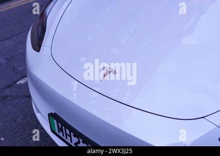 Electric vehicles in Manchester, UK Stock Photo